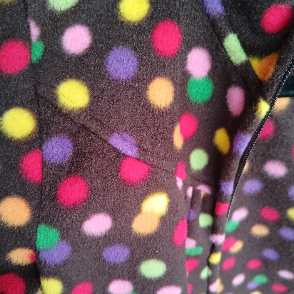 Crazy 8 Colorful Polka Dot Fleece Jacket Zippered Puff Sleeve Size 7-8 Girls